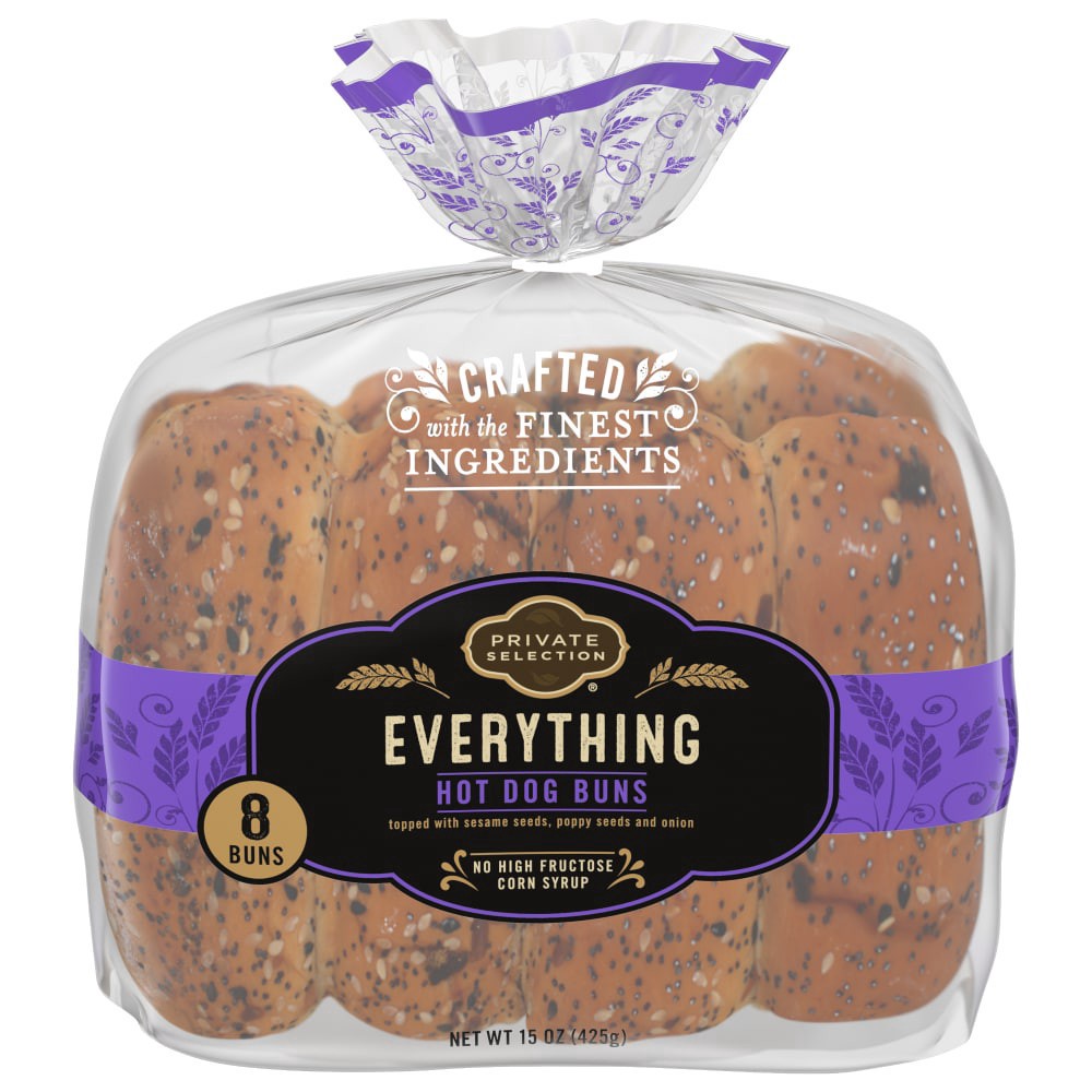 slide 2 of 2, Private Selection Everything Hot Dog Buns, 8 ct; 15 oz