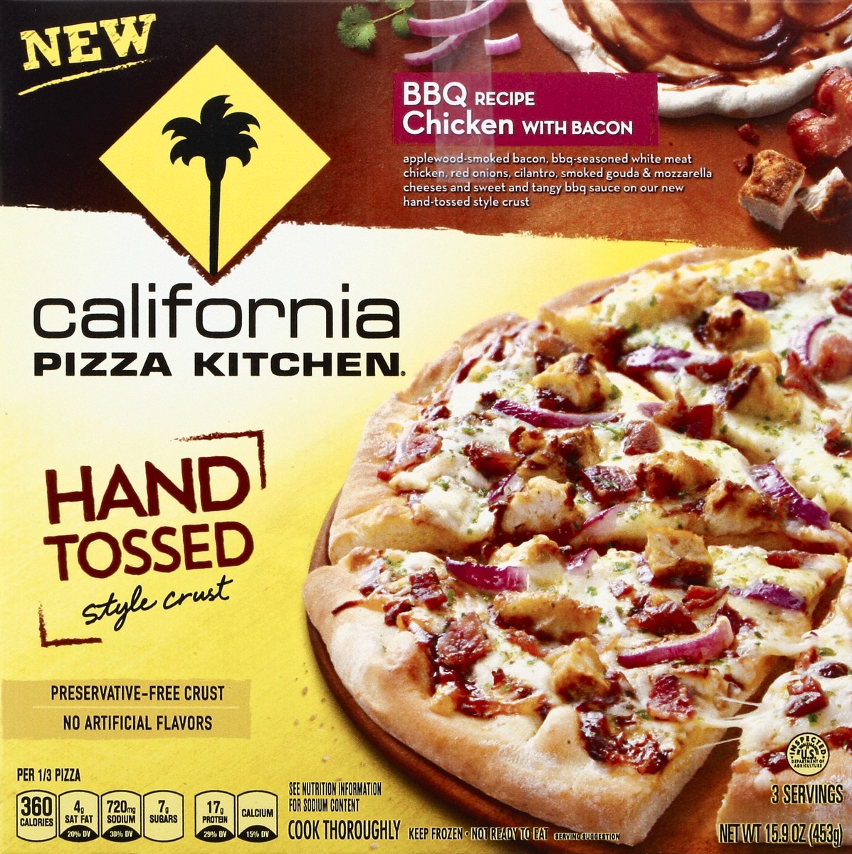 slide 4 of 4, California Pizza Kitchen BBQ Recipe Chicken With Bacon Hand Tossed Style Crust Pizza, 15.9 oz