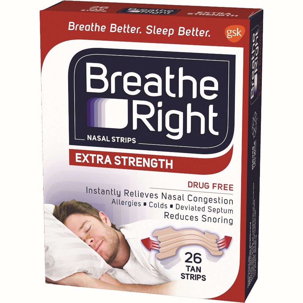 slide 2 of 4, Breathe Right Extra Nasal Strip, Tan, 26 ct