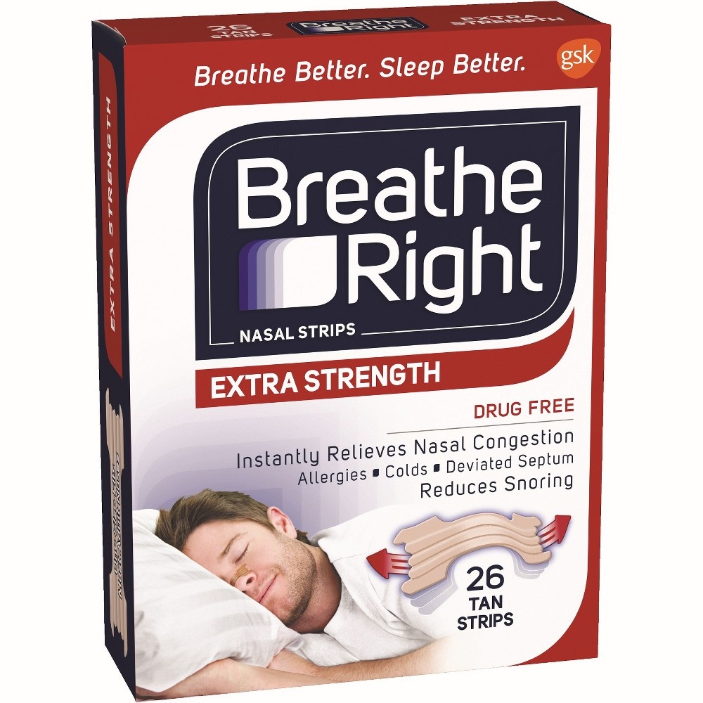 slide 3 of 4, Breathe Right Extra Nasal Strip, Tan, 26 ct