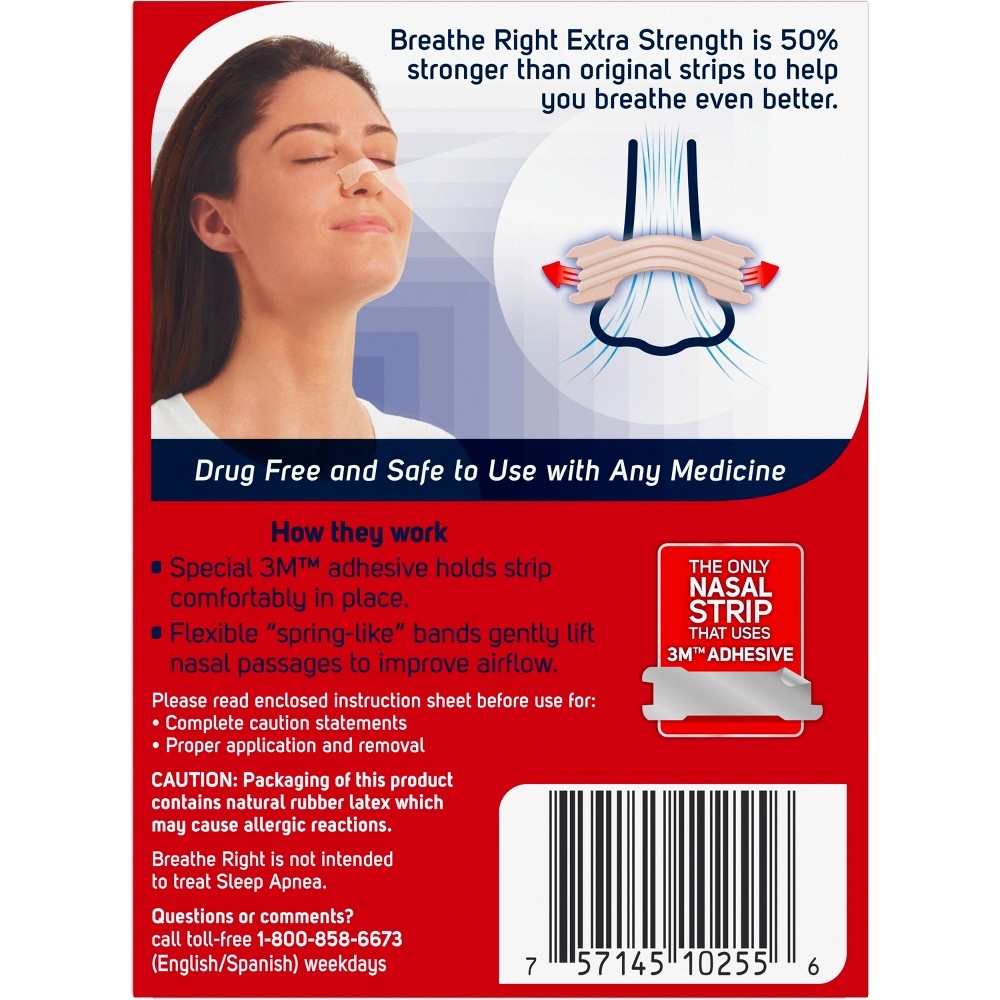 slide 4 of 4, Breathe Right Extra Nasal Strip, Tan, 26 ct