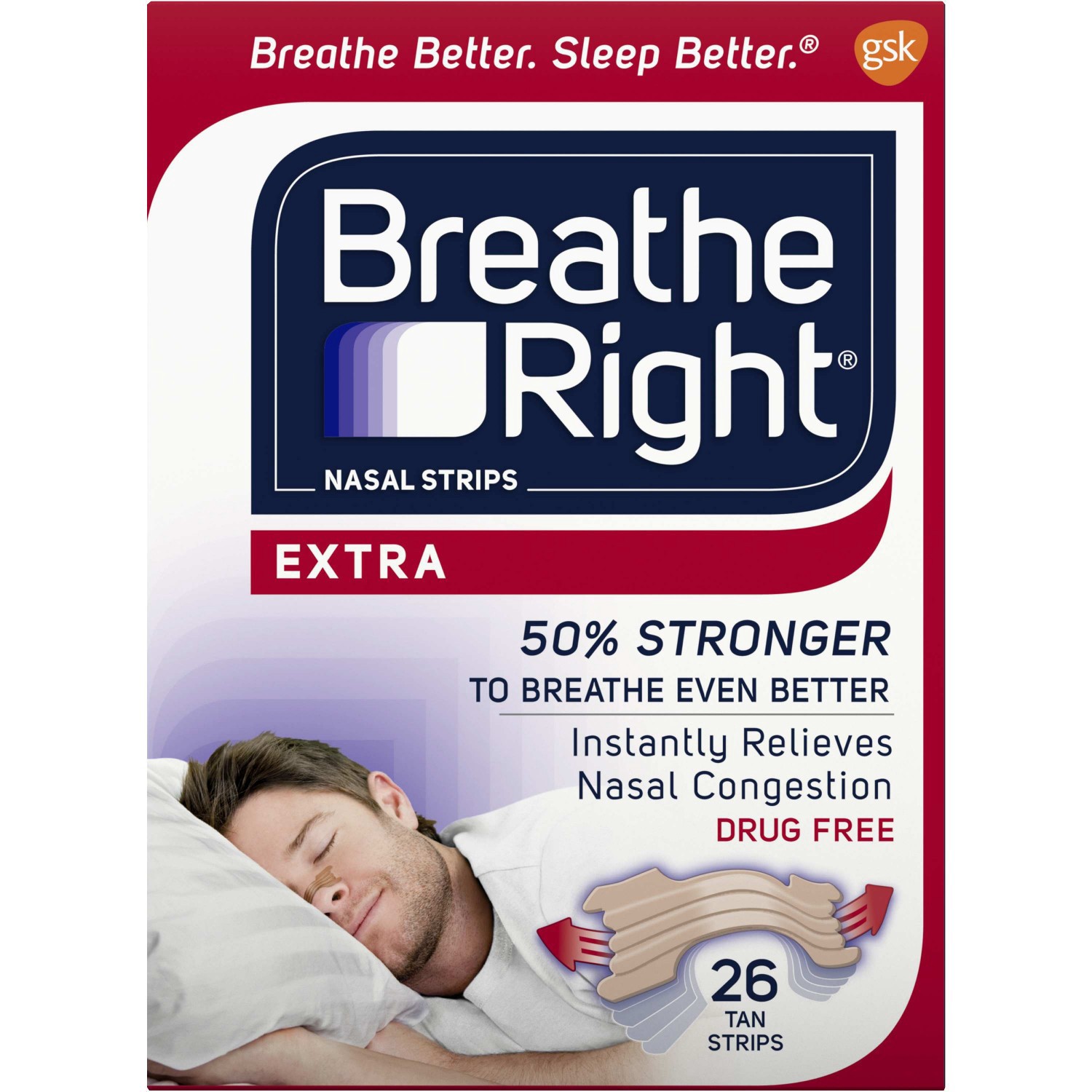 slide 1 of 4, Breathe Right Extra Nasal Strip, Tan, 26 ct
