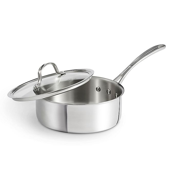 slide 2 of 5, Calphalon Tri-Ply Stainless Steel Shallow Saucepan with Lid, 2.5 qt