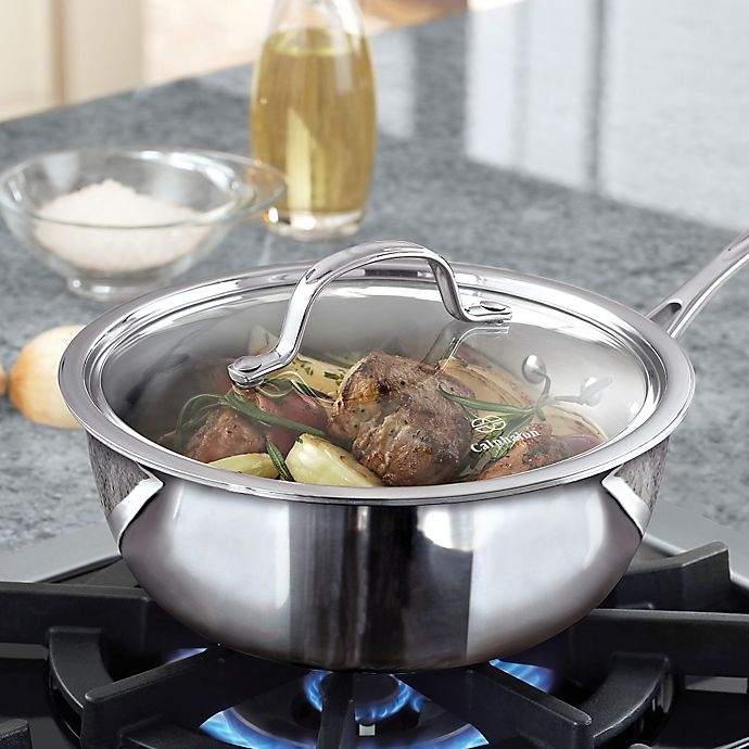 slide 3 of 5, Calphalon Tri-Ply Stainless Steel Chef's Pan, 3 qt