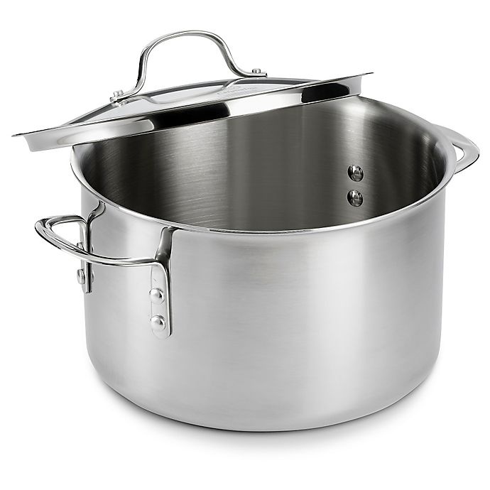 slide 4 of 5, Calphalon Tri-Ply Stainless Steel Stockpot with Lid, 8 qt