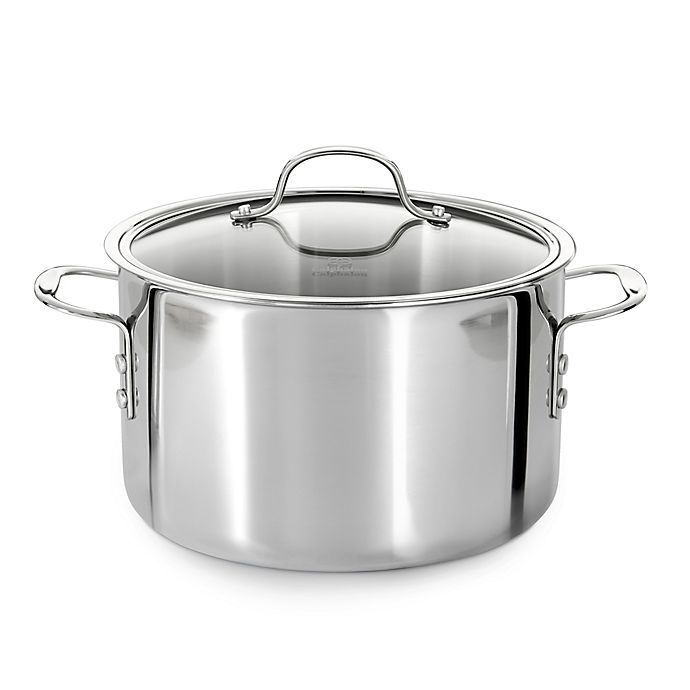 slide 5 of 5, Calphalon Tri-Ply Stainless Steel Stockpot with Lid, 8 qt