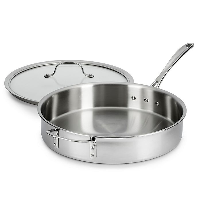 slide 2 of 5, Calphalon Tri-Ply Stainless Steel Saute Pan with Lid, 5 qt