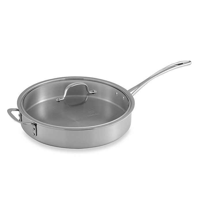 slide 1 of 5, Calphalon Tri-Ply Stainless Steel Saute Pan with Lid, 5 qt