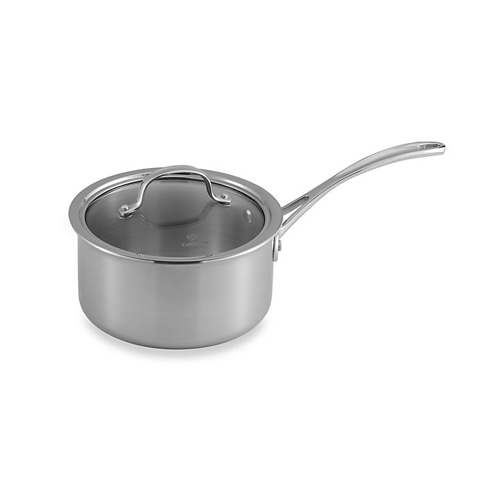 slide 1 of 2, Calphalon Tri-Ply Stainless Steel Saucepan with Lid, 2.5 qt