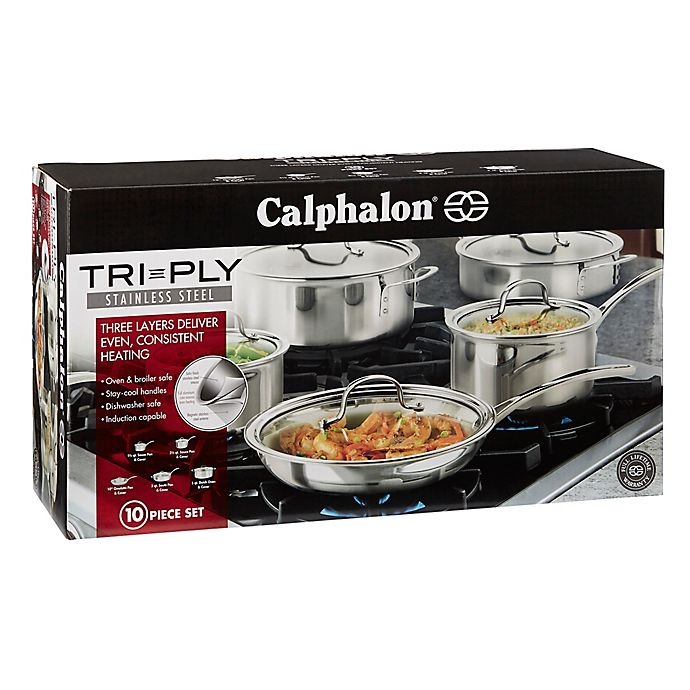 slide 5 of 5, Calphalon Tri-Ply Stainless Steel Cookware Set, 10 ct
