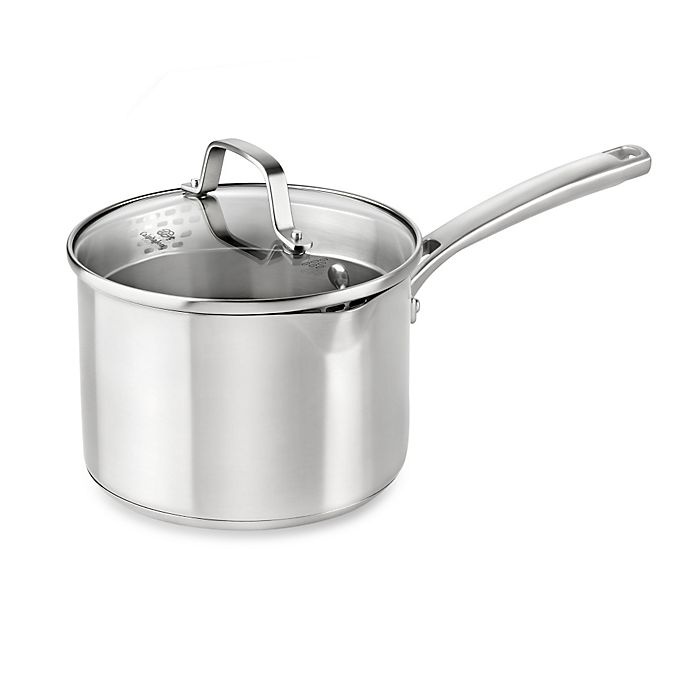 slide 1 of 2, Calphalon Classic Stainless Steel Covered Saucepan, 3.5 qt