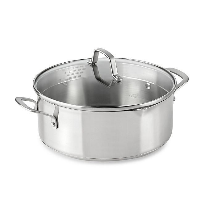 slide 1 of 3, Calphalon Classic Stainless Steel Covered Dutch Oven, 5 qt