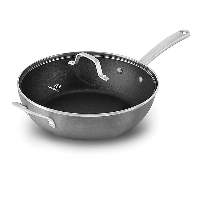 slide 1 of 3, Calphalon Classic Nonstick Covered Jumbo Fry Pan with Helper Handle, 12 in