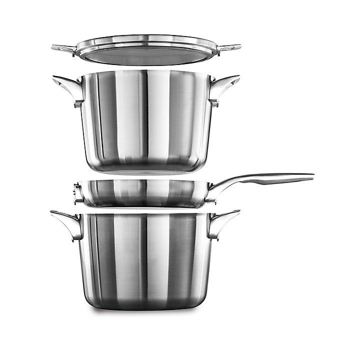 slide 2 of 5, Calphalon Premier Space Saving Stainless Steel Stock Pot with Lid, 8 qt