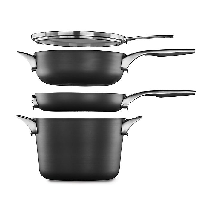 slide 4 of 6, Calphalon Premier Space Saving Hard Anodized Nonstick Covered Chef's Pan, 4 qt