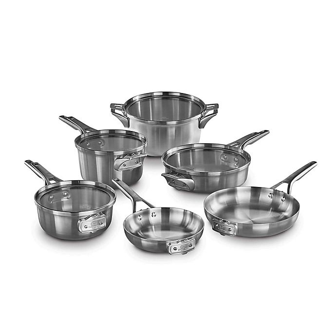 slide 3 of 6, Calphalon Premier Space Saving Stainless Steel Cookware Set, 10 ct