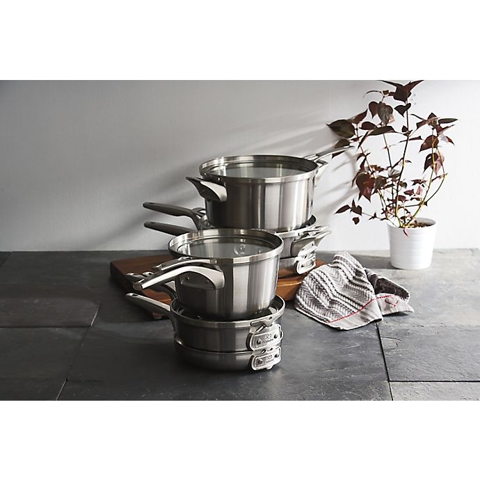 slide 2 of 6, Calphalon Premier Space Saving Stainless Steel Cookware Set, 10 ct