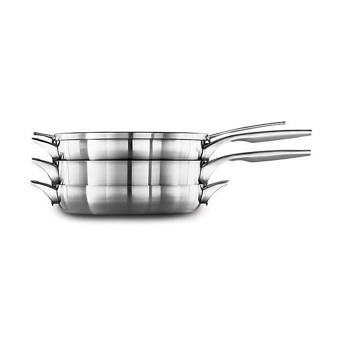 slide 2 of 6, Calphalon Premier Space Saving Stainless Steel Fry Pan with Lid, 12 in