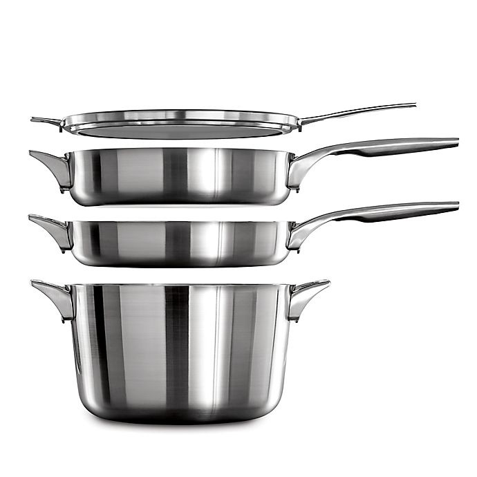 slide 2 of 2, Calphalon Premier Space Saving Stainless Steel SautÃ© Pan with Lid, 5 qt