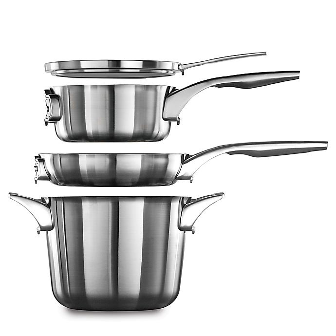 slide 2 of 2, Calphalon Premier Space Saving Stainless Steel Saucepan with Lid, 1.5 qt