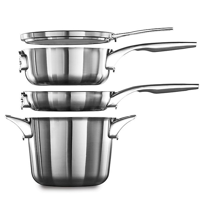 slide 2 of 2, Calphalon Premier Space Saving Stainless Steel Saucepan with Lid, 2.5 qt