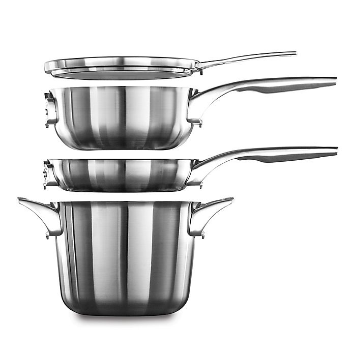 slide 2 of 2, Calphalon Premier Space Saving Stainless Steel Chef's Pan with Lid, 2.5 qt