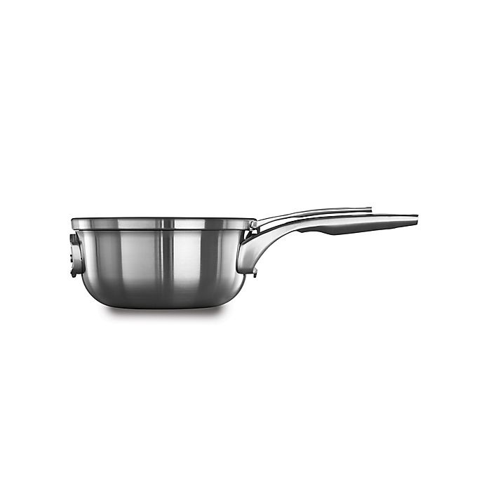 slide 1 of 2, Calphalon Premier Space Saving Stainless Steel Chef's Pan with Lid, 2.5 qt