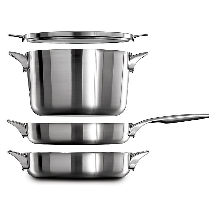 slide 2 of 2, Calphalon Premier Space Saving Stainless Steel Stock Pot with Lid, 12 qt