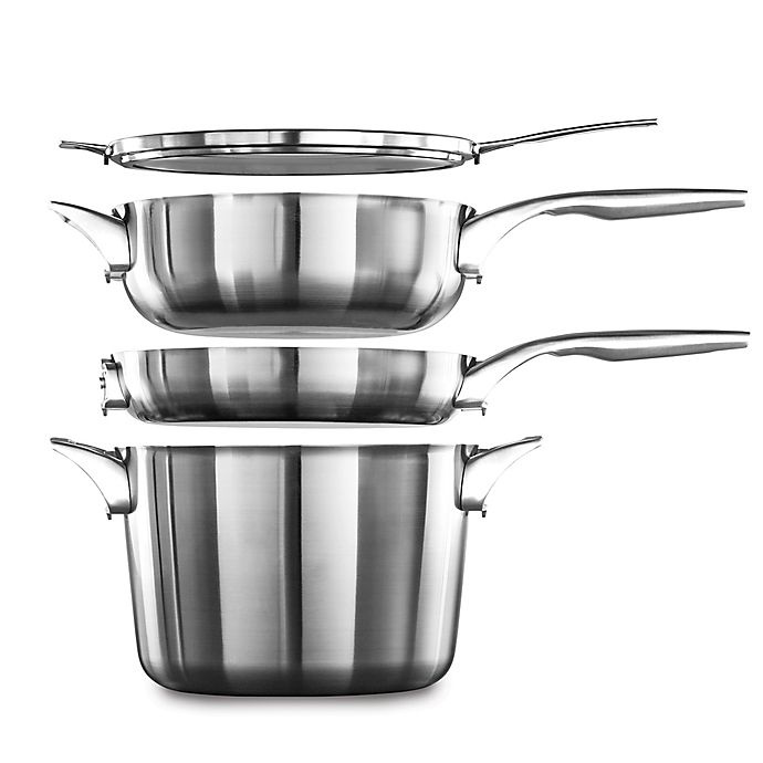 slide 2 of 2, Calphalon Premier Space Saving Stainless Steel Chef's Pan with Lid, 4 qt