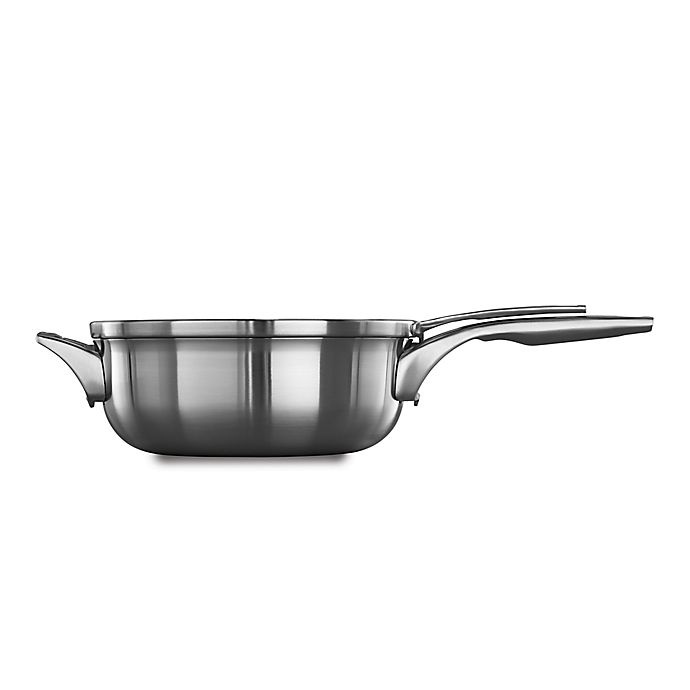 slide 1 of 2, Calphalon Premier Space Saving Stainless Steel Chef's Pan with Lid, 4 qt