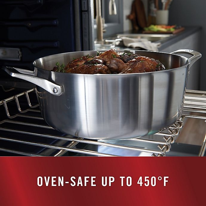slide 4 of 7, Calphalon Premier Stainless Steel Covered Saute Pan with Helper Handle, 5 qt
