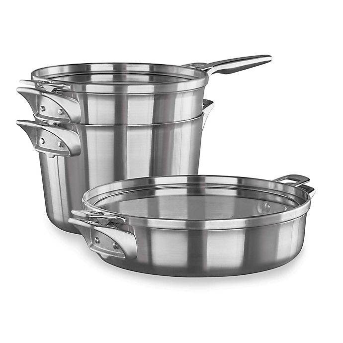 slide 1 of 3, Calphalon Premier Space Saving Stainless Steel Supper Club Cookware Set, 5 ct