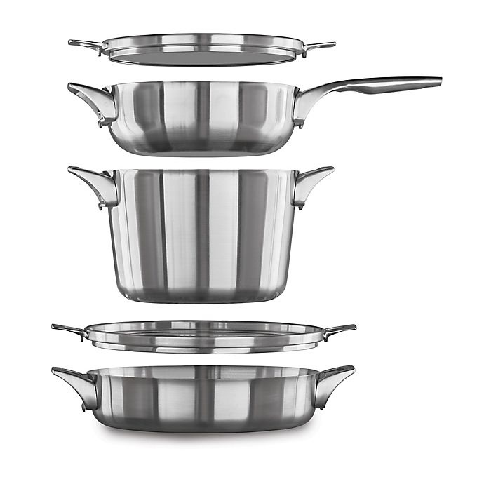 slide 3 of 3, Calphalon Premier Space Saving Stainless Steel Supper Club Cookware Set, 5 ct