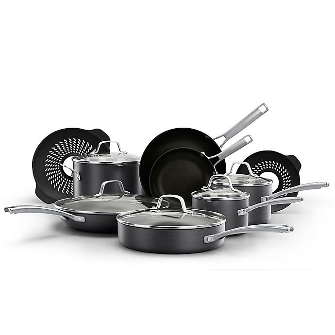 slide 1 of 14, Calphalon Classic Nonstick Cookware Set with No-Boil-Over Inserts, 14 ct