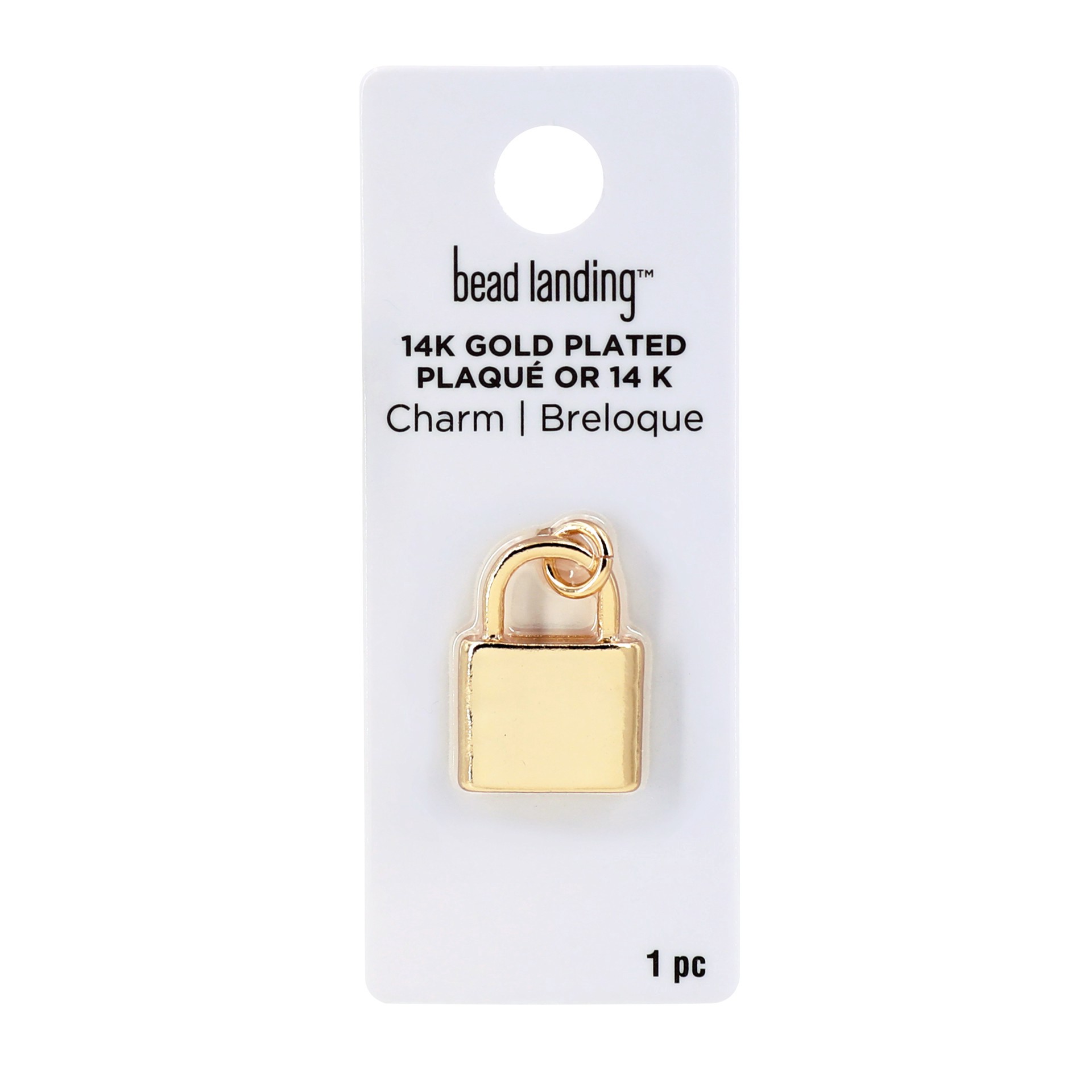 slide 2 of 4, 14k Gold Plated Lock Charm By Bead Landing, 0.55 in x 0.87 in x 0.08 in