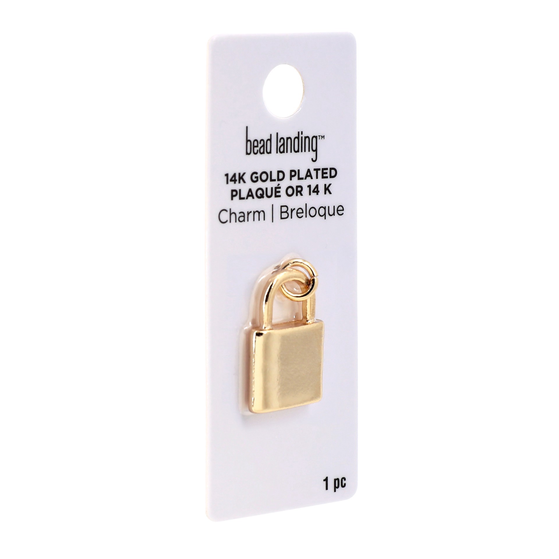 slide 3 of 4, 14k Gold Plated Lock Charm By Bead Landing, 0.55 in x 0.87 in x 0.08 in
