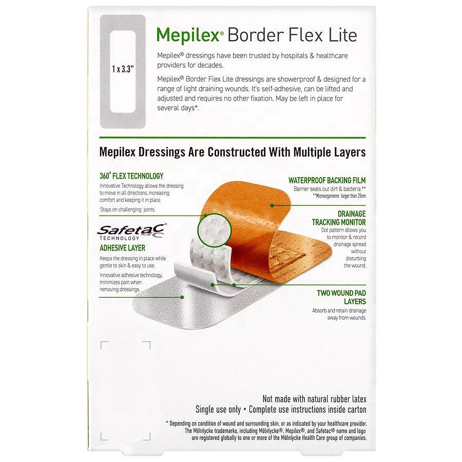 slide 2 of 2, Mepilex Light Absorbency Border Flex Lite Foam Dressing 3 ea, 3 ct