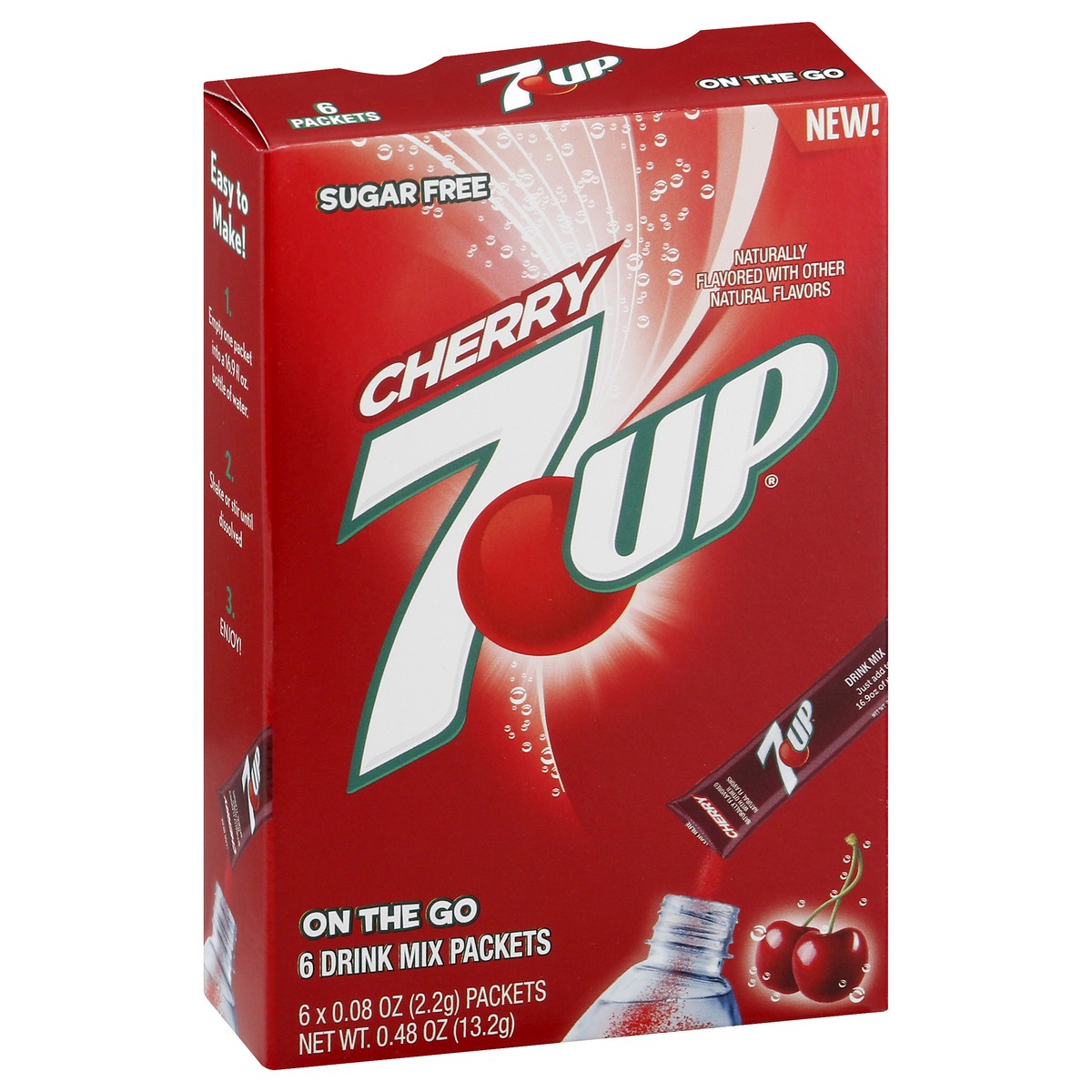 slide 4 of 13, 7UP Sugar Free On The Go Cherry Drink Mix Packets - 6 ct, 0.48 oz