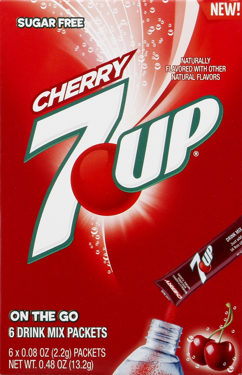 slide 1 of 13, 7UP Sugar Free On The Go Cherry Drink Mix Packets - 6 ct, 0.48 oz