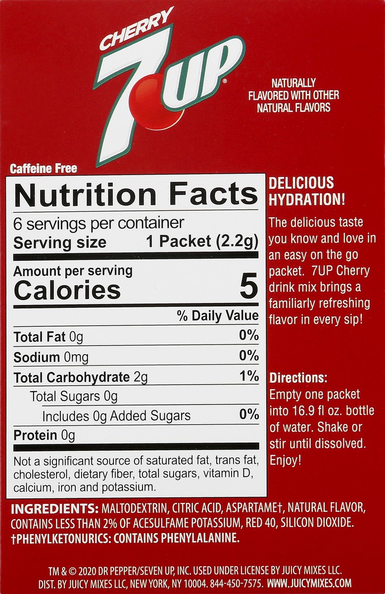 slide 7 of 13, 7UP Sugar Free On The Go Cherry Drink Mix Packets 6 ea, 0.48 oz