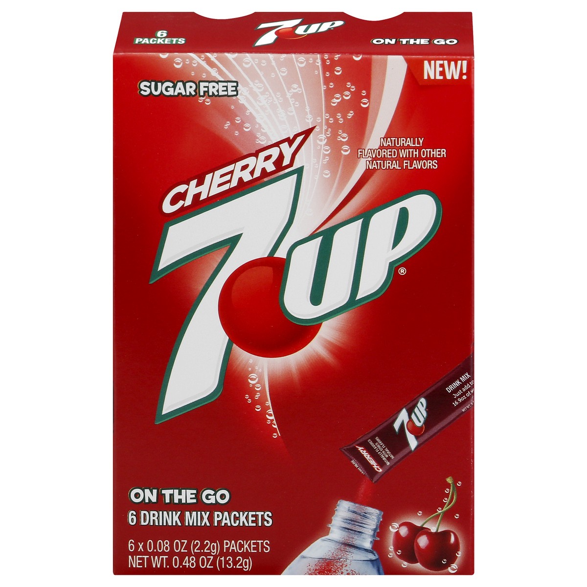 slide 1 of 13, 7UP Sugar Free On The Go Cherry Drink Mix Packets - 6 ct, 0.48 oz