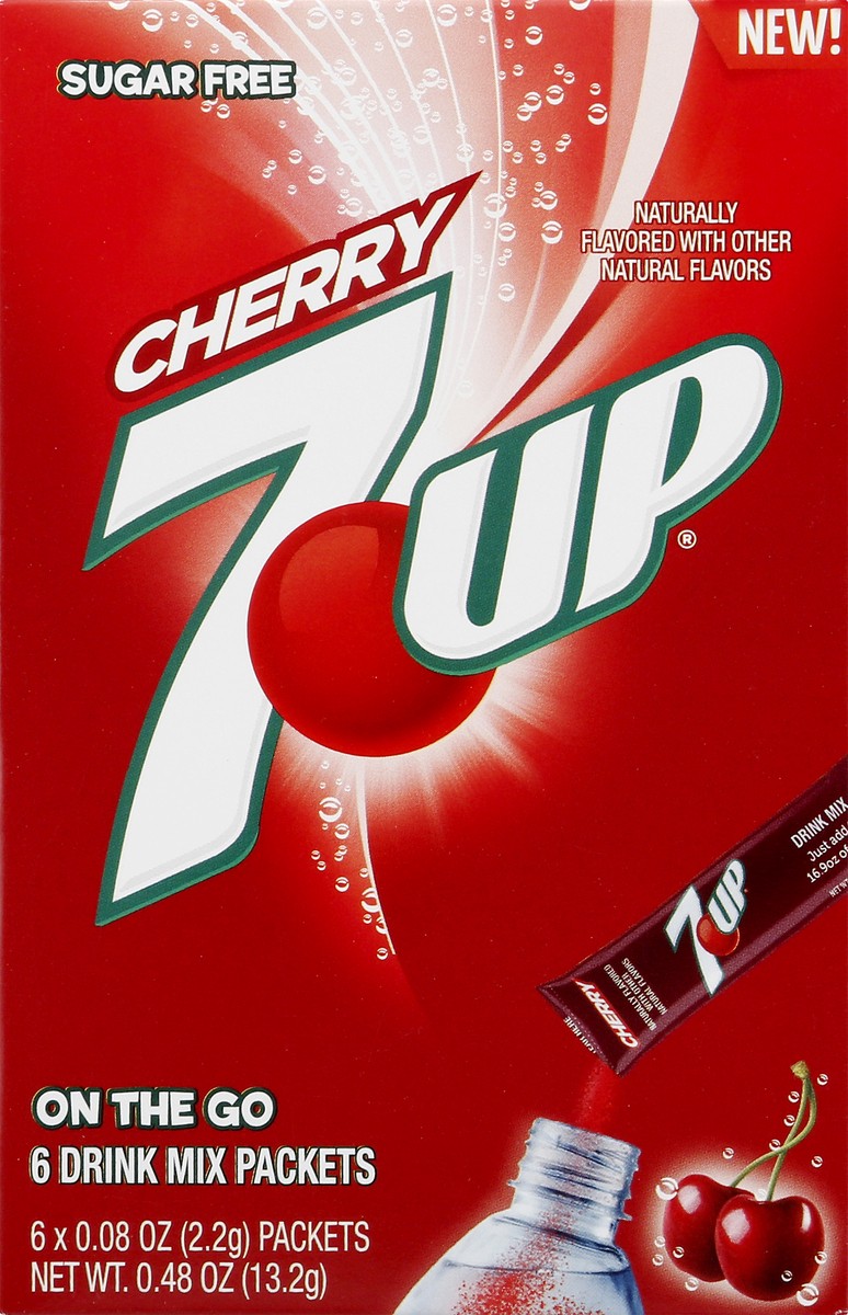 slide 8 of 13, 7UP Sugar Free On The Go Cherry Drink Mix Packets 6 ea, 0.48 oz