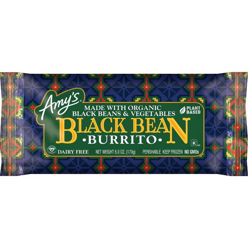 slide 1 of 7, Amy's Black Bean Vegetable Burrito, Vegan, 6 oz