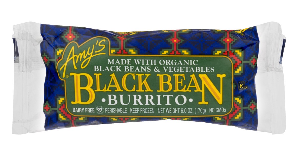 slide 1 of 7, Amy's Black Bean Vegetable Burrito, Vegan, 6 oz