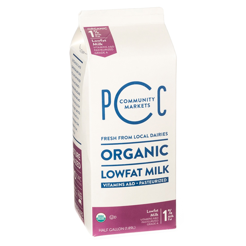 slide 1 of 1, PCC Organic 1% Milk, 64 fl oz