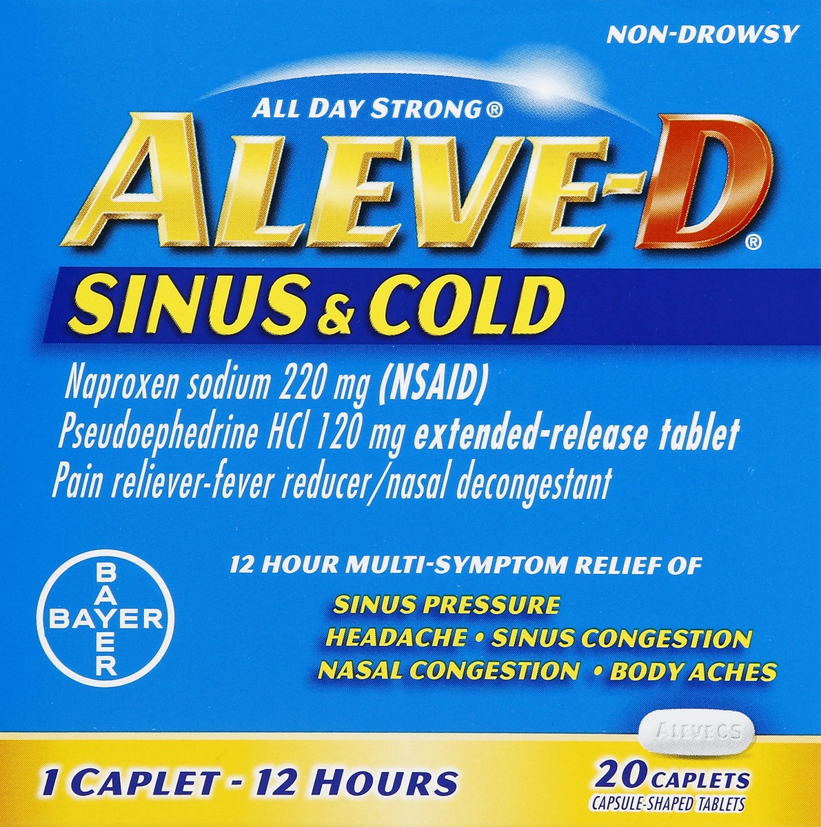 slide 5 of 6, Aleve Sinus & Cold Caplets, 20 ct