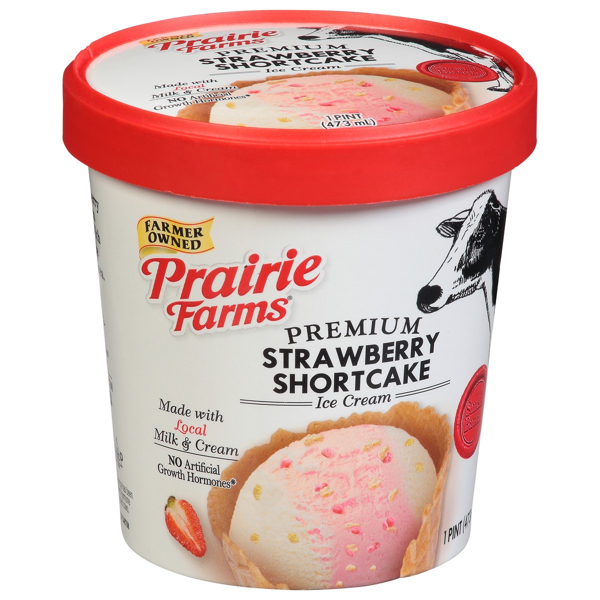 slide 11 of 12, Prairie Farms Premium Strawberry Shortcake Ice Cream 1 pt Cup\Tub, 1 pint