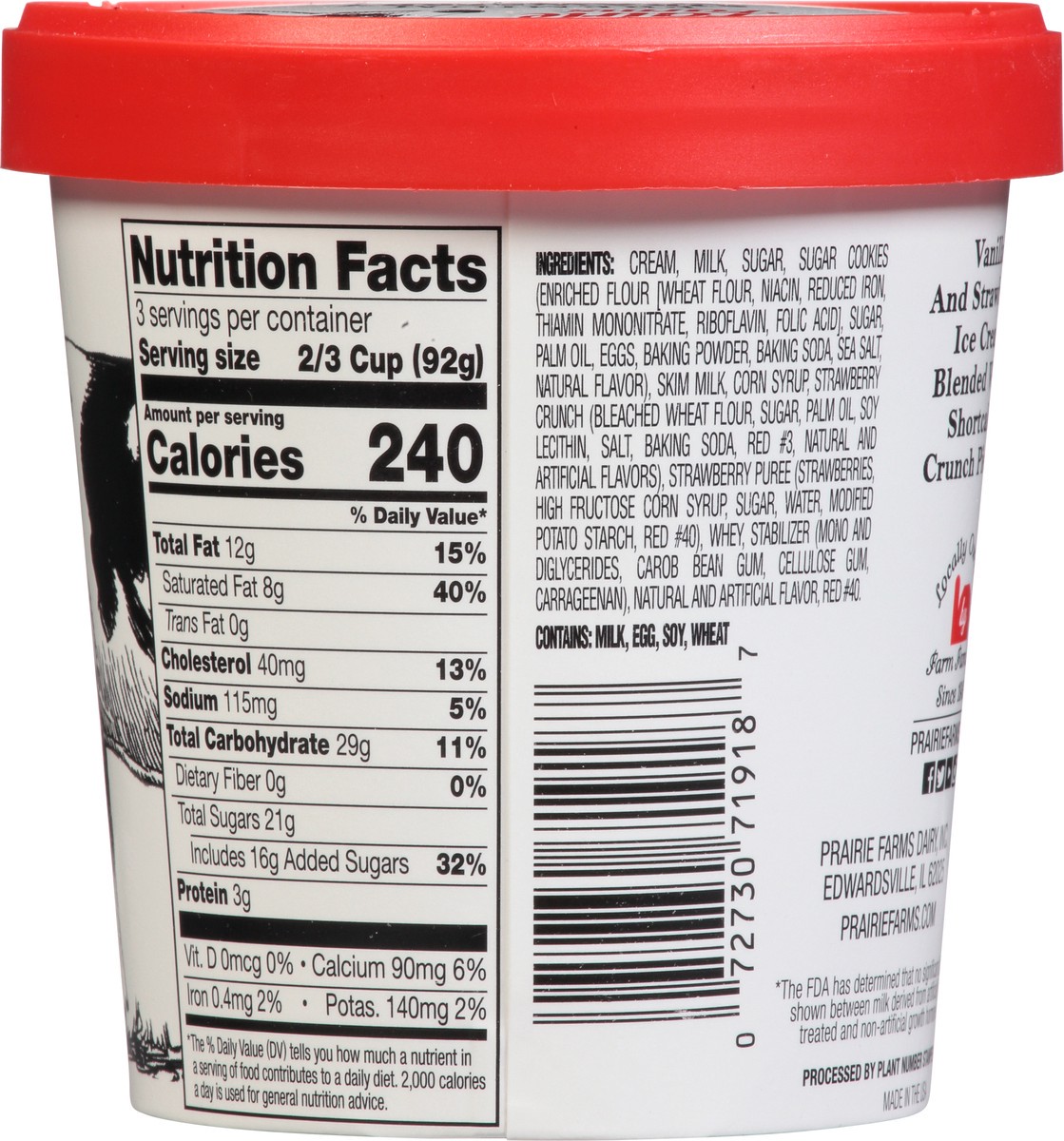 slide 10 of 12, Prairie Farms Premium Strawberry Shortcake Ice Cream 1 pt Cup\Tub, 1 pint