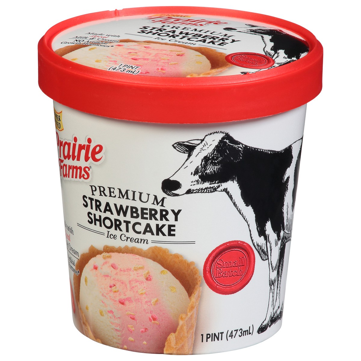 slide 8 of 12, Prairie Farms Premium Strawberry Shortcake Ice Cream 1 pt Cup\Tub, 1 pint