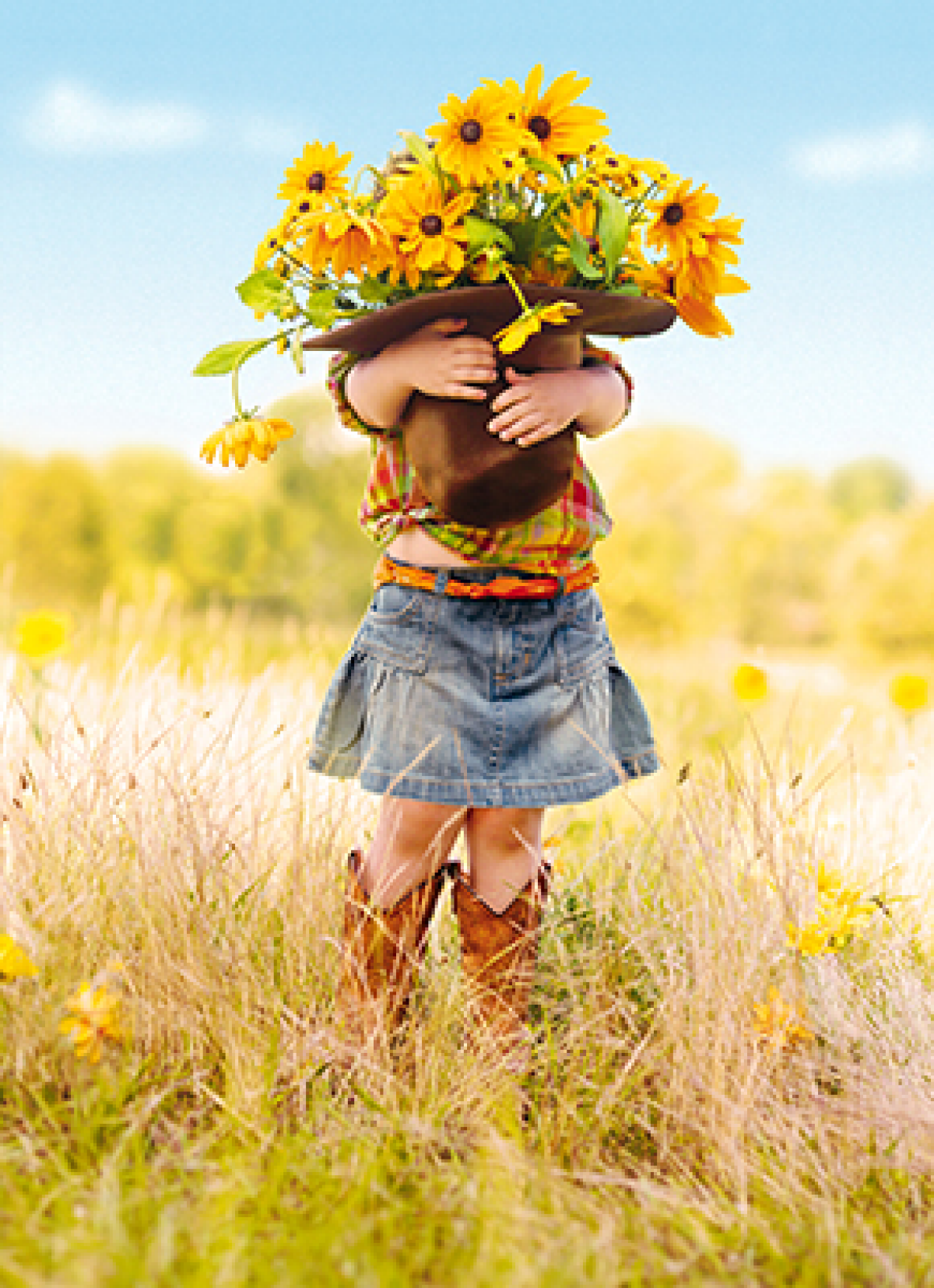 slide 1 of 1, Avanti Press Girl Holding Hat Of Flowers, 1 ct